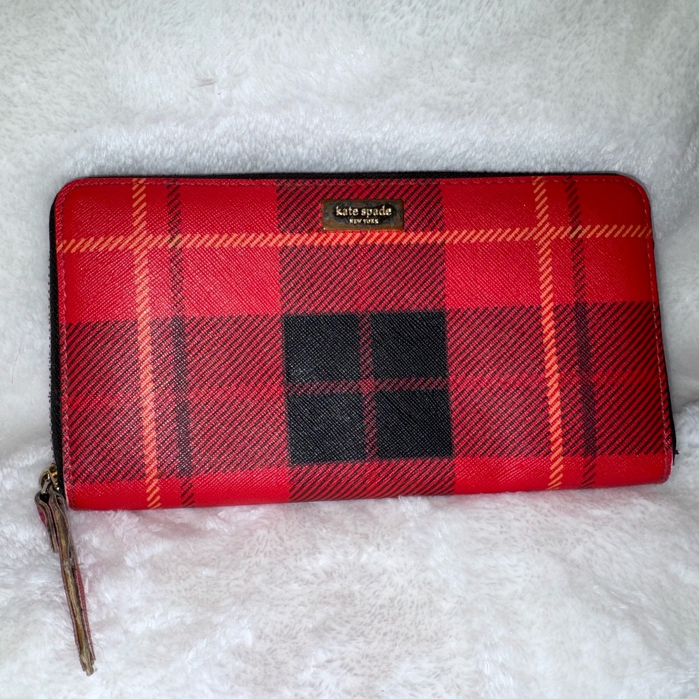 Kate Spade Stacey Plaid Continental Wallet - Like New